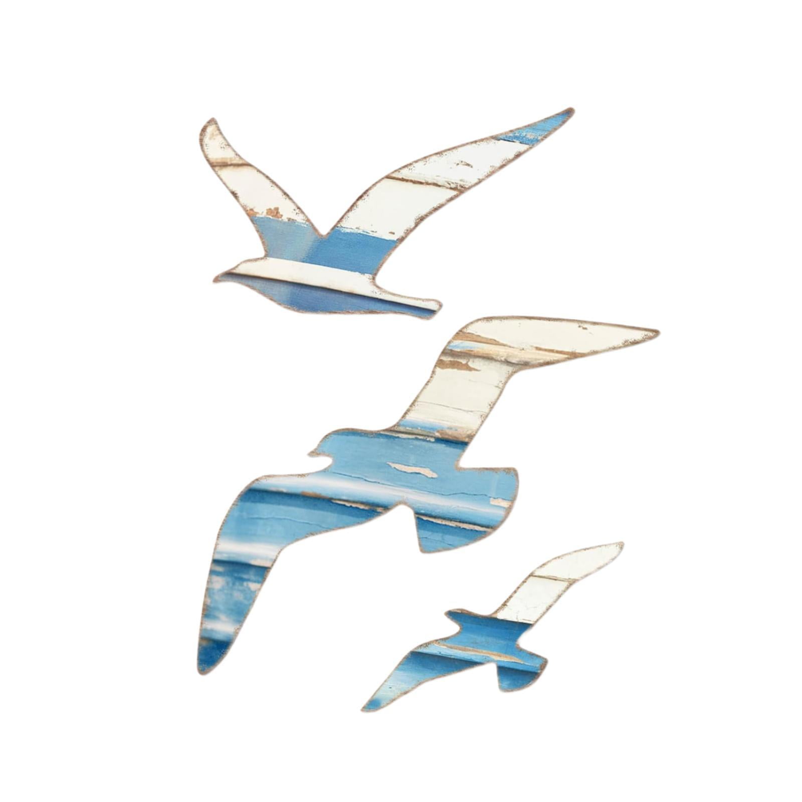 Magideal - 3pcs Declares De Pared De Madera De Madera Arte De La Pared Del Océano, Decores De Temas Costeros De Regalo Adornos Colgantes Para El Hogar Dormitorio