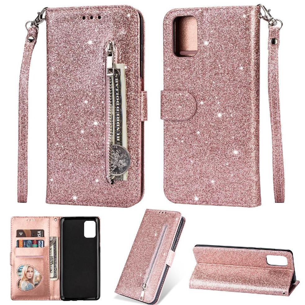 Funda Para Foxdock Elegante Funda Samsung Galaxy A41 Glitter Con Cremallera-Ideal Para El Uso Diario