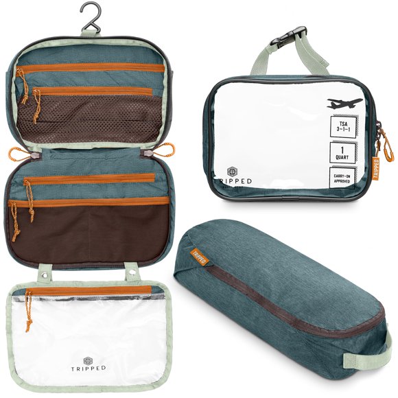 Set de neceser TRIPPED para colgar artículos de viaje, color verde