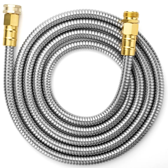 Manguera de jardín UNCO de acero inoxidable de 3 m, metálica, sin dobleces