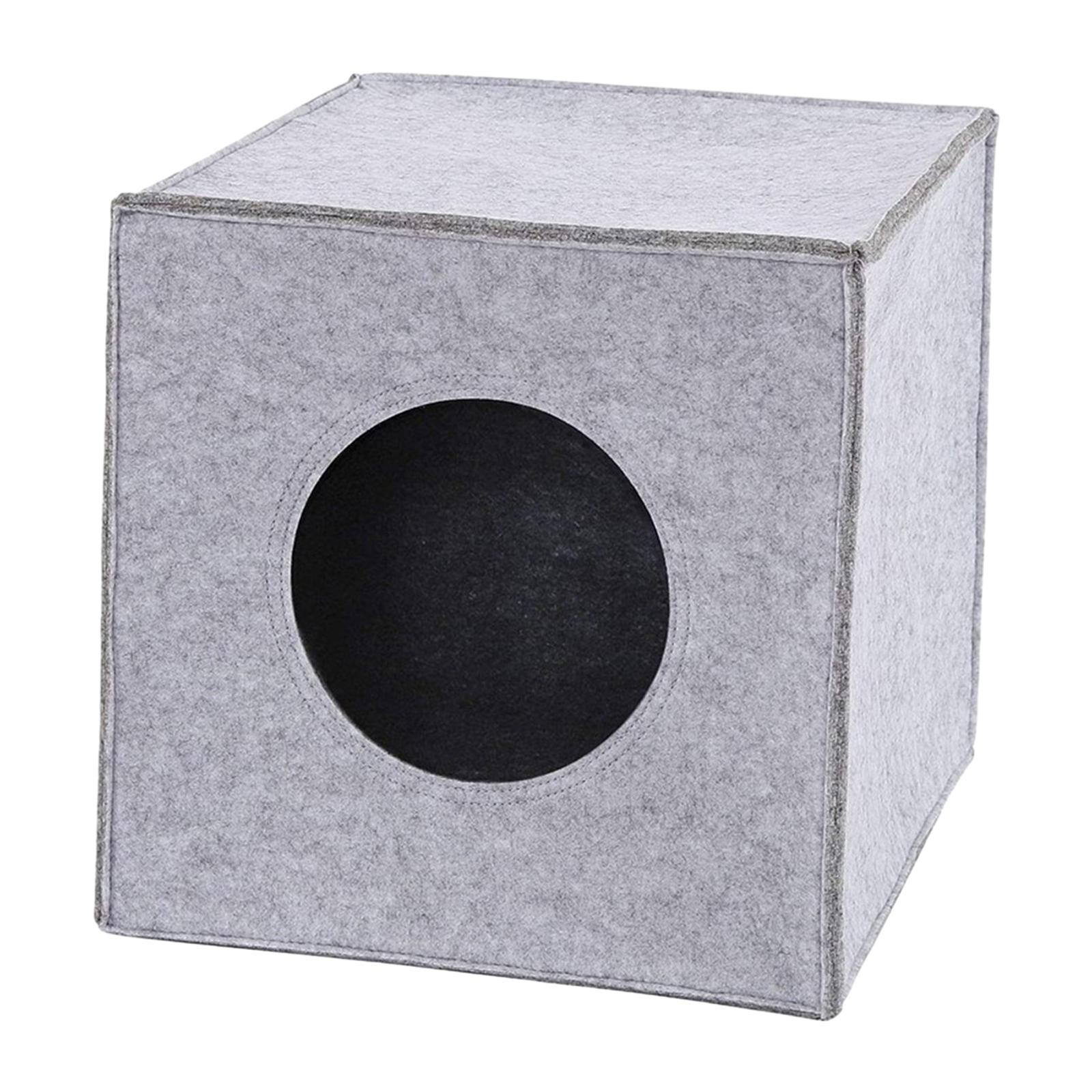Magideal - Casa Para Gatos Con Cueva De Fieltro, Caseta Interior Para Dormir Autocalentable, Escondite Para Gatos, Cama Cúbica Para Caniche, Gatito Pomerania , Gris