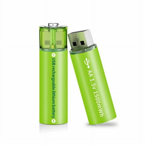 Pack De 2 Pilas Aa Usb Litio Recargables 1.5V 2200Mah 1200 Cargas