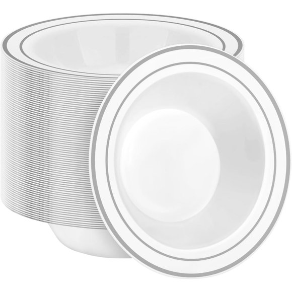 Tazón Descartable BESTSTAR 12 oz Pack 100 Borde Plateado