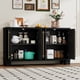 thumbnail image 2 of TREXM Sideboard Buffet Cabinet with Storage, Wood Sideboard with Adjustable Shelves and Gold Handles for Kitchen, Dining Room and Living Room (Black), 2 of 3
