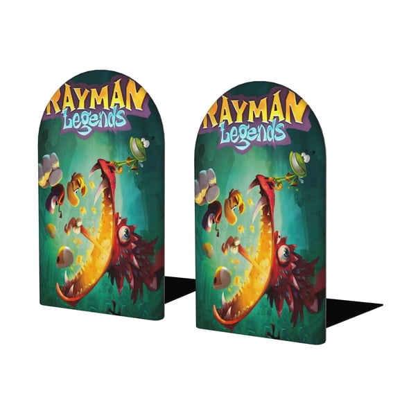 Rayman Legends Sujetalibros decorativos temáticos, tope para estantería con base antideslizante, uso dual para hogar y oficina - 2 piezas