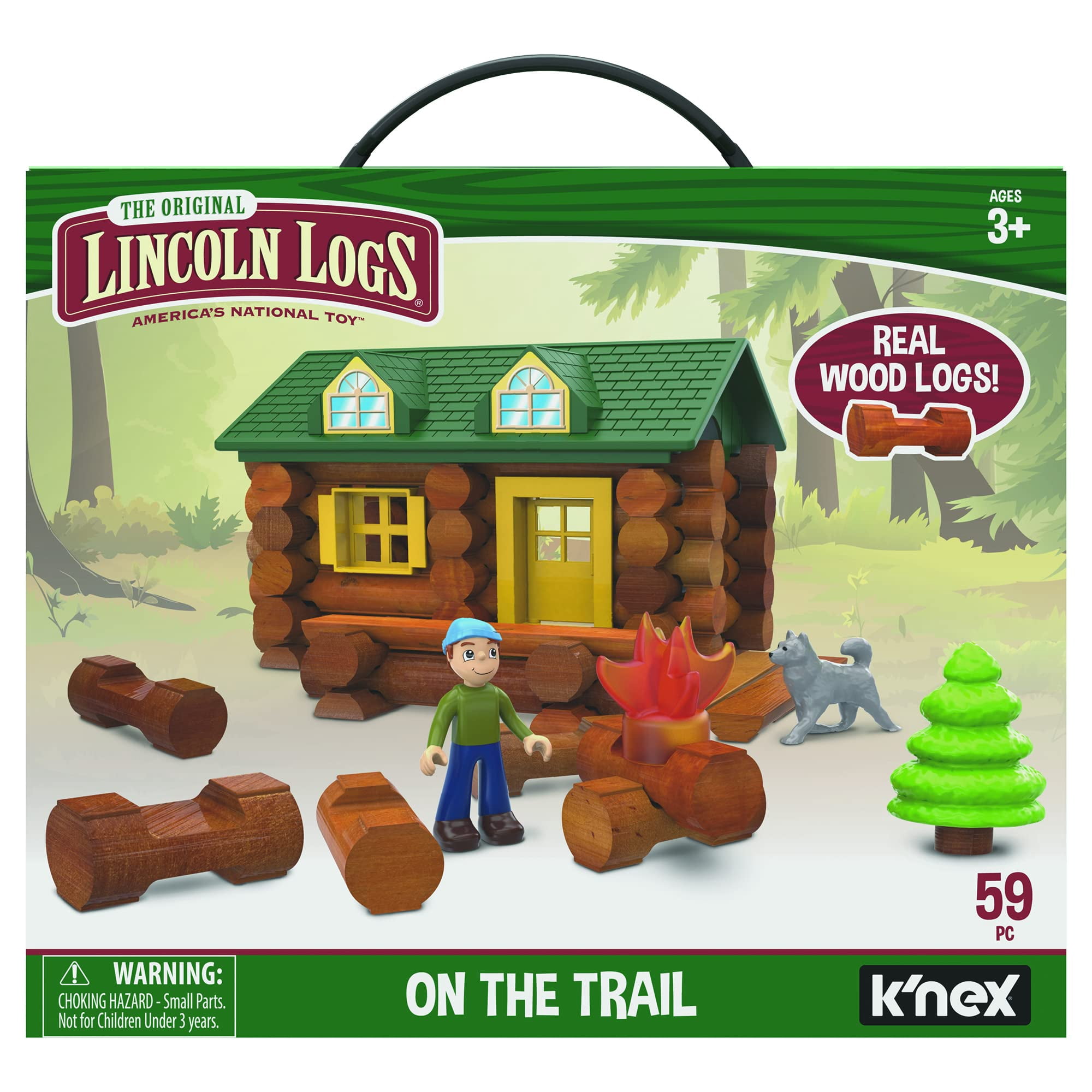 Basic Fun! - Set De Construcción Lincoln Logs On The Trail, 59 Piezas, Más De 3 Años