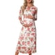 thumbnail image 1 of INSPIRE CHIC Vestido de maternidad de 2 piezas para mujer, malla fruncida en los lados, vestido ajustado para invitada de boda, cóctel, fiesta, embarazo, talla S, floral blanco, 1 of 5