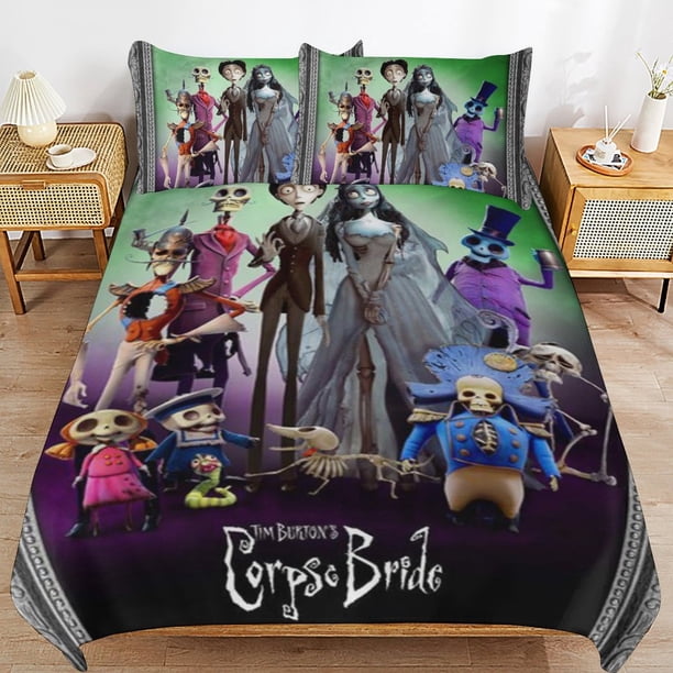 Corpse Bride Duvet Cover Set 3 Piece Bedding Set Double Sided Printing Decorative Comforter Cover Set