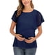 thumbnail image 1 of Camiseta de maternidad para mujer, de cuello redondo, de color liso, de gasa, informal, de verano, de manga corta, 1 of 8