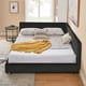 thumbnail image 3 of Queen Size Upholstered Tufted Bed Frame, Sofa Bed Frame with Comfortable Backrest and Armrests, Queen Size Bed for Bedroom, Living Room,Velvet, BLACK(85.5''*64.5''*30.5''), 3 of 3