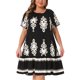 thumbnail image 1 of Agnes Orinda Vestidos Boho de Talla Grande para Mujer Cuello Redondo Plisado Manga Corta Acampanado Flowy Verano Casual Midi Vestido de Sol 2X Negro, 1 of 7