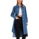 thumbnail image 4 of INSPIRE CHIC Vestido de Mujer Denim con Botones, Dobladillo Curvado, Manga Larga, Midi, Camisa de Mezclilla, Talla L, Azul, 4 of 6
