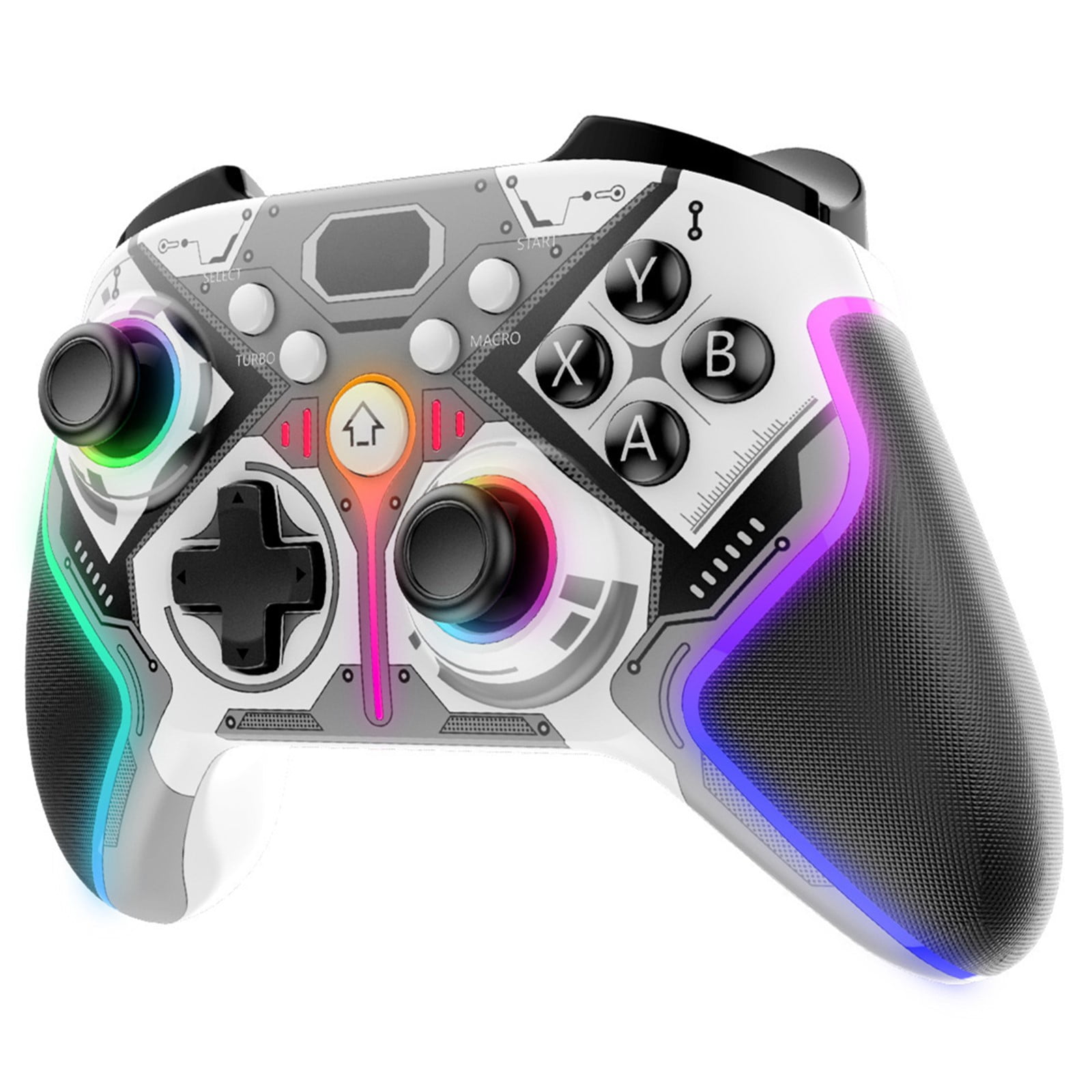 Genérico - Controlador De Juego Inalámbrico Para Switch/pc/android/ios/ps4/ps3 Con Luces Rgb, Vibración De Doble Motor, Función Turbo, Botones Programables, Triggers Ajustables, Con Soporte Para Teléfono