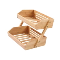Magideal - Cesta De Fruta De Madera De Bambú, Cesta De Mesa, Estantes De Despensa, Estante De Almacenamiento Multiusos Para Aperitivos, Soportes Para Bebidas Par 2 Capas