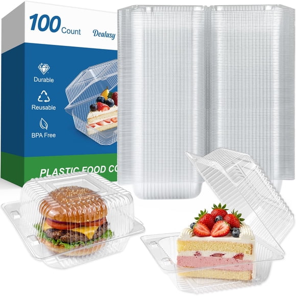 Dealusy 100 unidades de cajas transparentes de plástico resistente para pasteles