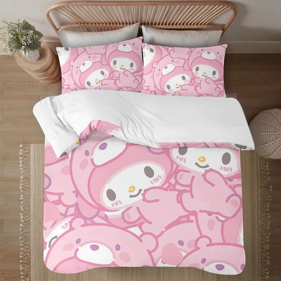 My Melody Soft 3D Printed Duvet Cover Bedding Set with Comforter Cover 3 Piece Set
