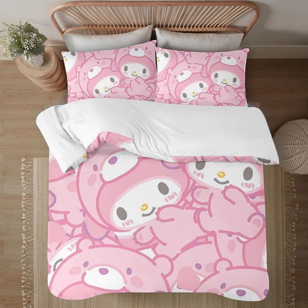 My Melody Soft 3D Printed Duvet Cover Bedding Set with Comforter Cover 3 Piece Set