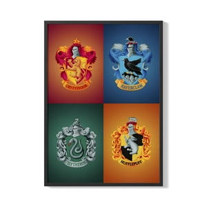 Creango - Cuadro Poster Enmarcado Casa De Hogwarts Harry Potter Decorativo