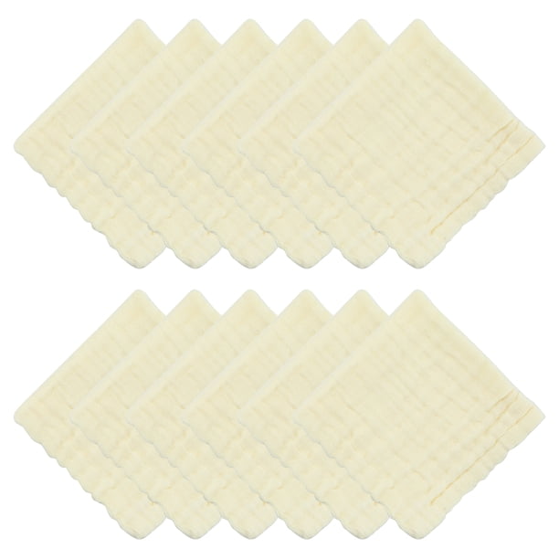 REGALWOVEN 12" x 12" Paños de Muselina de Algodón, Paños Faciales Reutilizables Suaves y Absorbentes para Baño, Cocina, Gimnasio, Spa, Oficina Amarillo 12pk