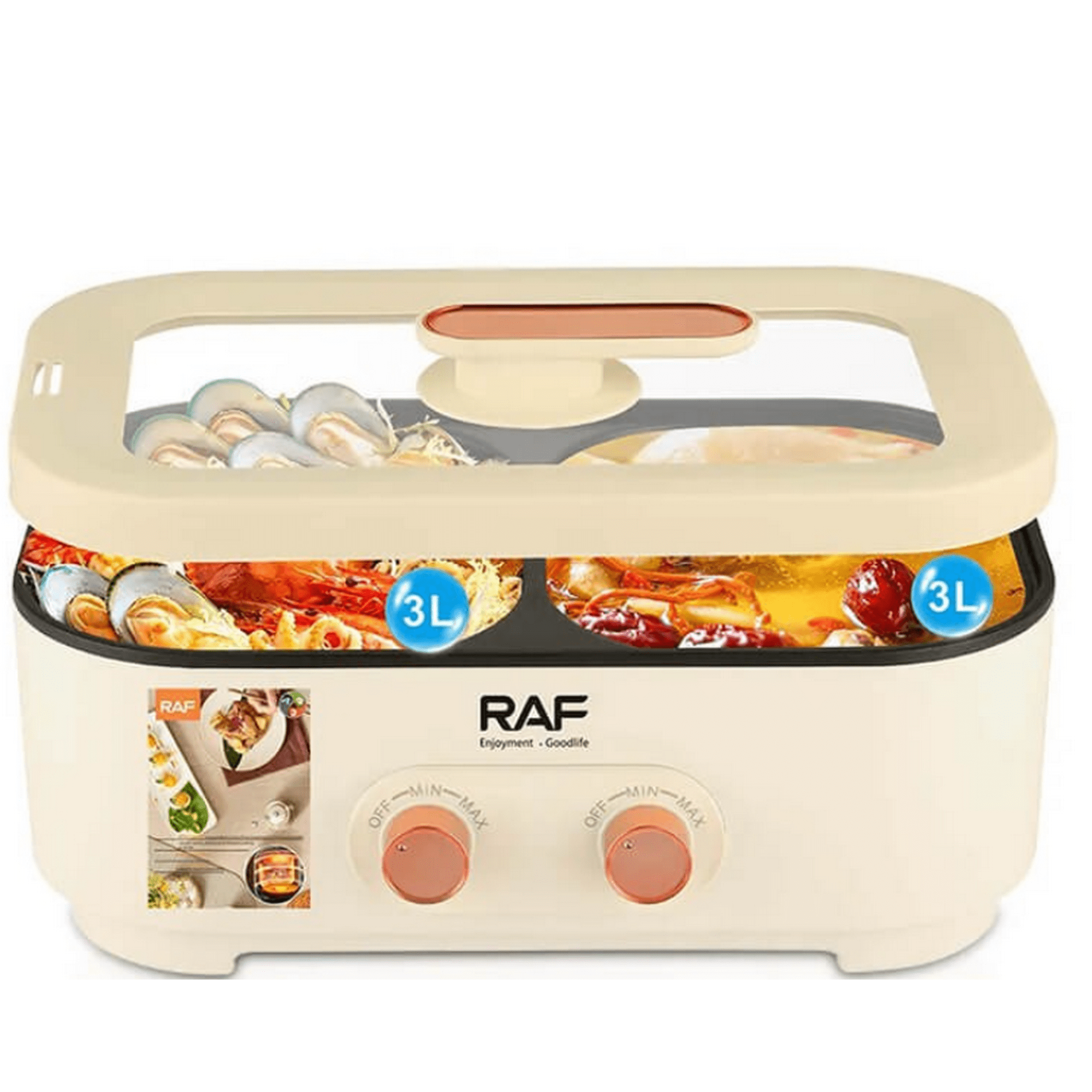 Mundo Shopping - Olla Eléctrica 6l Con Doble Compartimento