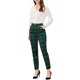 thumbnail image 2 of INSPIRE CHIC Pantalones de Tartán a Cuadros para Mujer de Regreso a Clases, Cintura Alta Elástica, Rectos y Largos, Talla L, Verde, 2 of 7