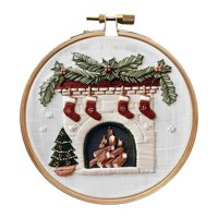 Magideal - Bordado Navideño Set De Bastidor Tela Hilos Agujas Con Diseño De Navidad Para Manualidades Decorativas Fácil De Usar Adecuado Para Regalos Y Decoració Hogar