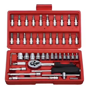 Genérico - Set Caja Juego Herramienta Dados 46 Piezas Acero Carbono 1/4