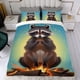 thumbnail image 4 of Mapache Conjunto de sábanas temático, trío de piezas, cómodo y amigable con la piel, diseño único, regalo de decoración para el hogar para familiares, amigos y fans,135cm *200cm, 4 of 6