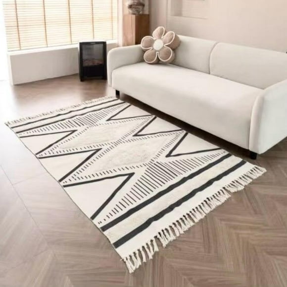Alfombra Estilo Nórdico Bohemio Con Flecos 120x180 cm heng