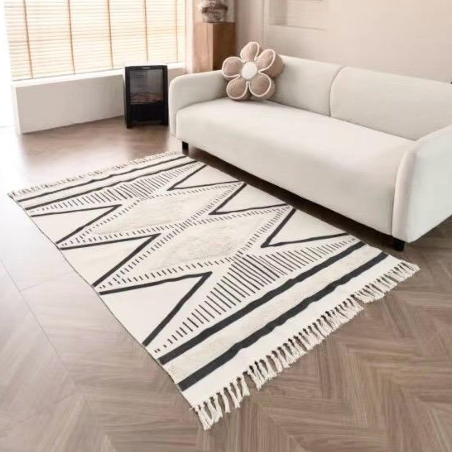 Top Lucky - Alfombra Estilo Nórdico Bohemio Con Flecos 120x180 Cm Heng