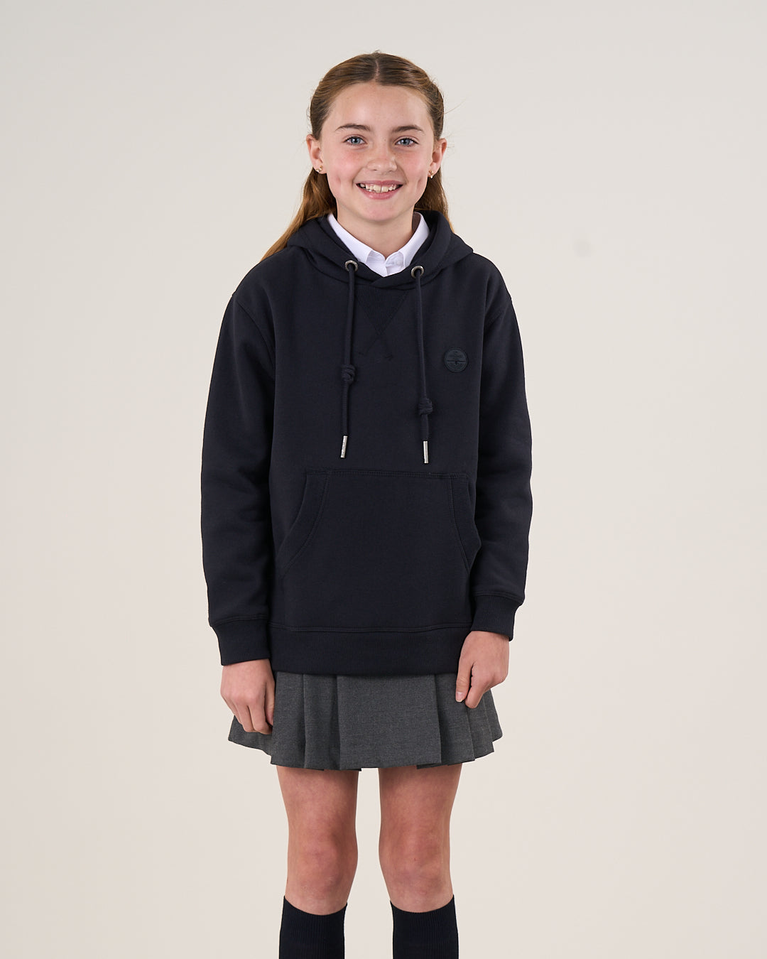 Poleron Escolar Niña Franela Sin Cierre Con Gorro Sp26 (T.6-T10) Polemic