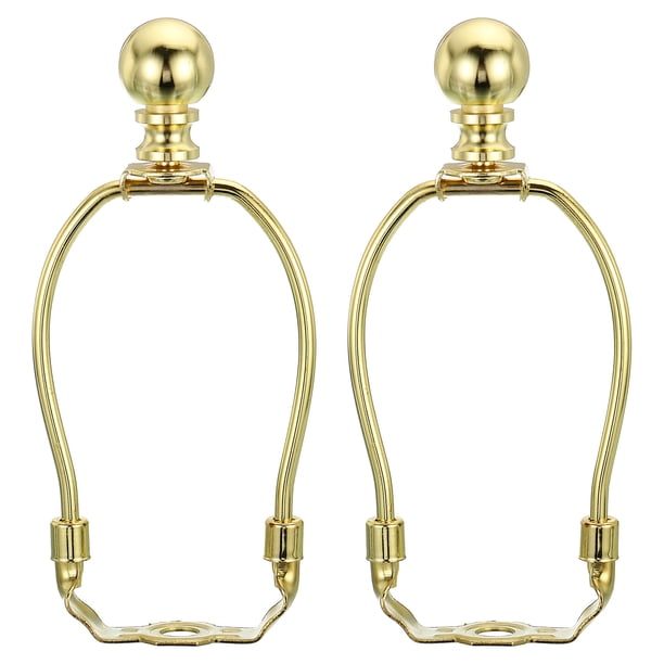 Uxcell Kit de Arpa de Lámpara de Hierro Electropelado de 5 pulgadas con Remate Soporte de Pantalla de Lámpara para DIY Tono Dorado 2 Conjuntos