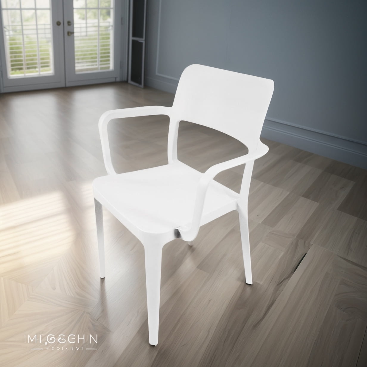 Silla Plástica Con Apoya Brazos Minimal Blanco Dvp