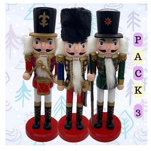Genérico - Pack 3 Muñecos Cascanueces 26Cm Decoración Surtido Navidad 2025