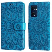 Funda Tipo Cartera Foxdock Para Oppo Find X5 Lite , Diseño Girasol En Relieve, Cuero Pu, Cierre Magnético, Soporte Y Tarjetero
