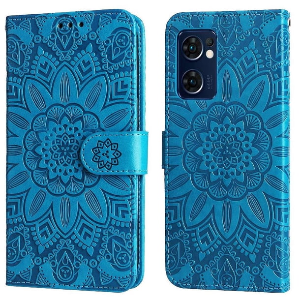 Funda tipo cartera FOXDOCK para OPPO Find X5 Lite , diseño girasol en relieve, cuero PU, cierre magnético, soporte y tarjetero