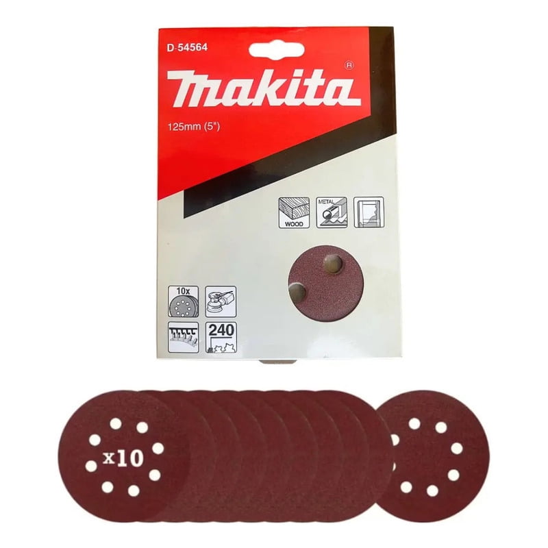 Genérico - 10 Discos Lija Velcro 125mm Grano 240 Makita D 54564