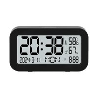 Bothyi - Reloj Despertador Con Configuración De Repetición, Pantalla Grande, Reloj Lcd Para Interior, Dormitorio, Oficina, Negro
