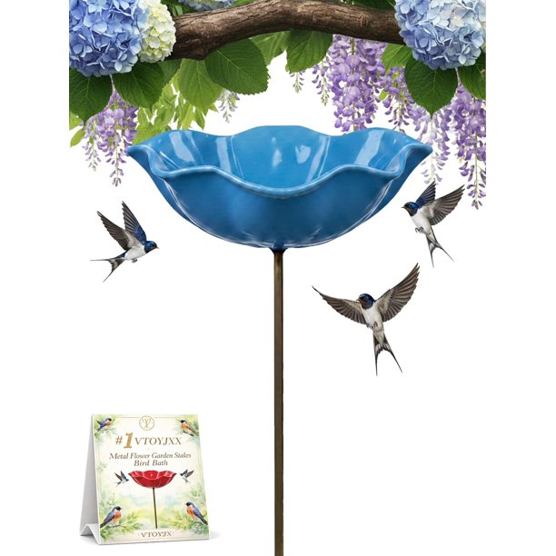 Estacas jardín flor metal 3 uds baño pájaros estación riego abejas colibríes jardín