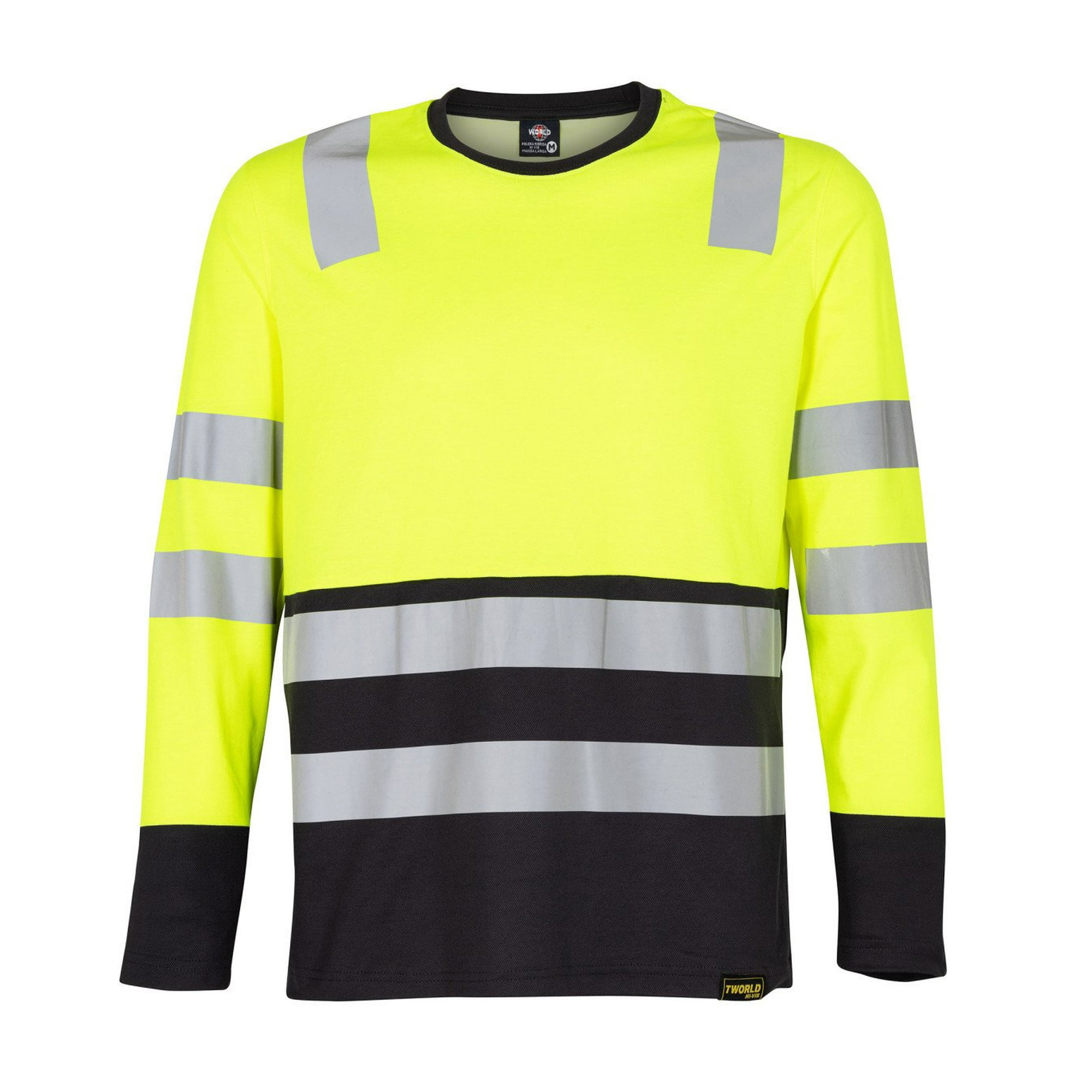 T-world - Polera Hibrida Hi-vis Bi Color Manga Larga Hombre Amarillo Gris