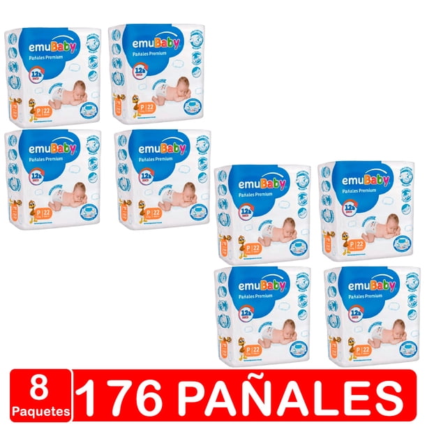 Pañales Emubaby Premium Manga X8 - Talla P(Pequeño) 176 pañales