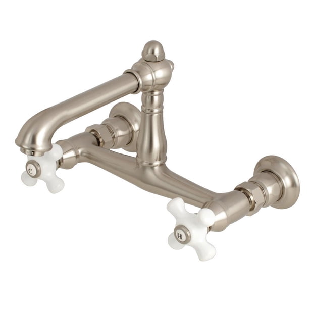 Grifo Kingston Brass English Country de montaje en pared para lavabo de sobreponer
