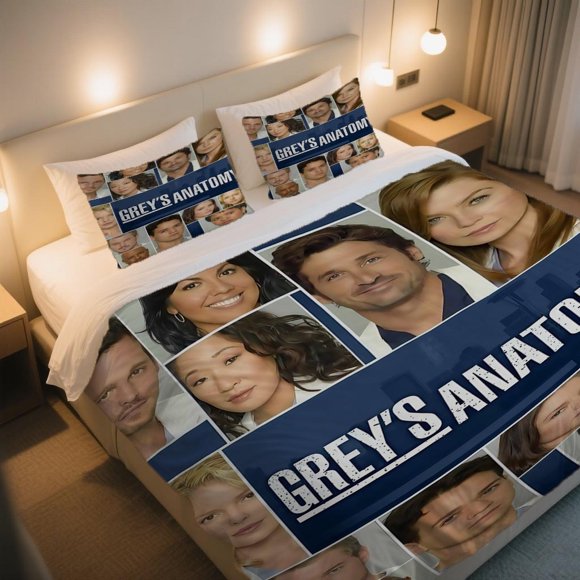 GREY's ANATOMY Ensemble Cast Promo Duvet Cover Set The Perfect Choice for Cartoon Digital Print Bedding! Breathable and SkinFriendly Material Romantic Room Decor