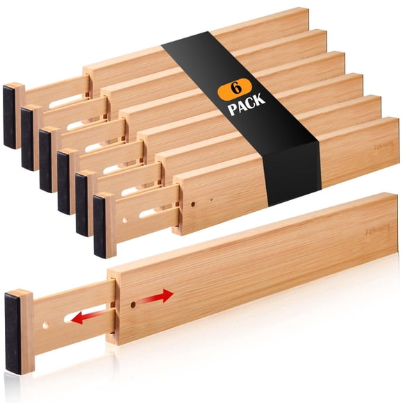 Separador de cajones Fabsome Bamboo Kitchen, paquete de 6 unidades, 43-56 cm