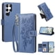 thumbnail image 1 of Funda Billetera Floral en Relieve samsung galaxy S24 Ultra con Tarjetero y Cremallera Azul, 1 of 6
