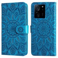 Funda Tipo Cartera Foxdock Para Xiaomi 13T , Diseño Girasol En Relieve, Cuero Pu, Cierre Magnético, Soporte Y Tarjetero