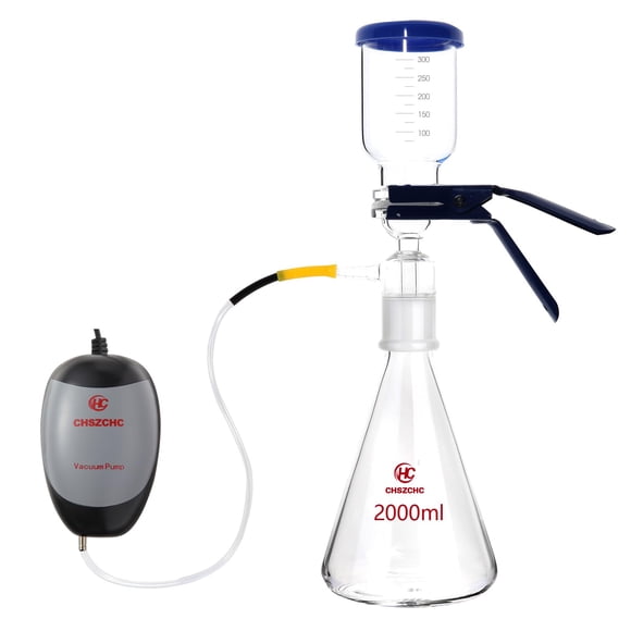 Matraz CHSZCHC 2000 ml + Embudo de 300 ml para Filtración al Vacío
