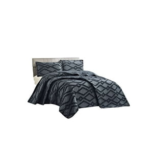 Teng Fei - Cubrecama Quilt Verano Geometrico Tufting King-Superking Gris