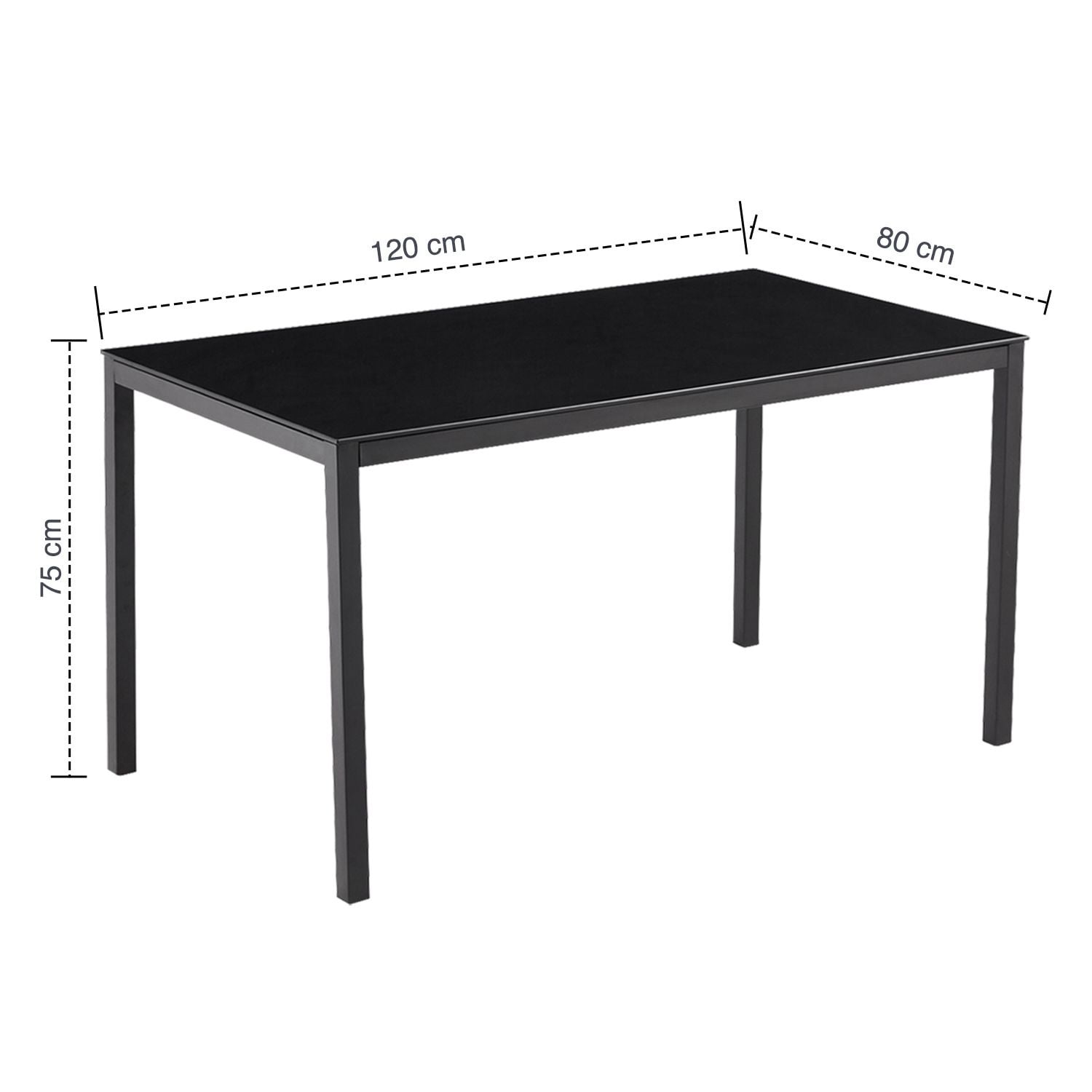 Nevi Express - Mesa De Comedor Vidrio Negro 120x80x75cm