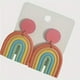 thumbnail image 3 of Boho Colorful Ceramic Polymer Clay Loop Earrings - Sweet & Lovely Candy Rainbow Pendant Drop Earrings - Perfect Gift for Women & Girls!, 3 of 5